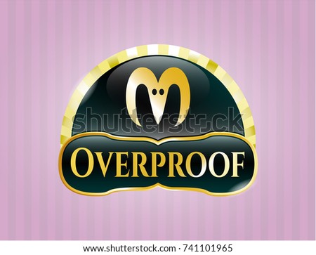  Shiny emblem with goat head icon and Overproof text inside