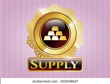  Shiny emblem with gold bullion icon and Supply text inside