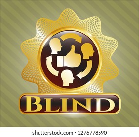  Shiny emblem with good customer feedback icon and Blind text inside