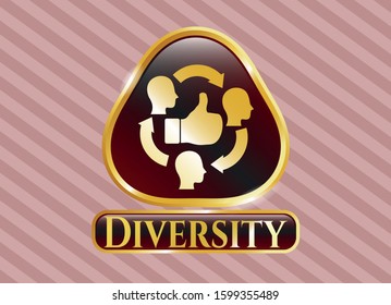  Shiny emblem with good customer feedback icon and Diversity text inside