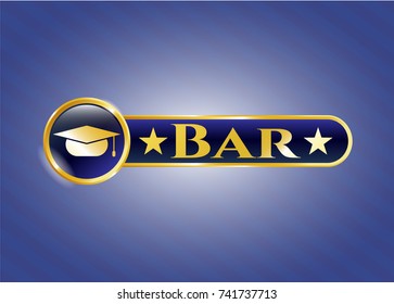  Shiny emblem with graduation cap icon and Bar text inside