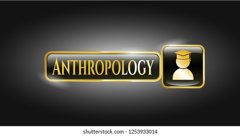  Shiny emblem with graduation icon and Anthropology text inside