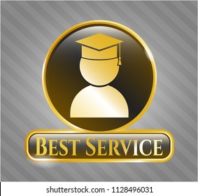  Shiny emblem with graduation icon and Best Service text inside