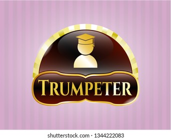  Shiny emblem with graduation icon and Trumpeter text inside