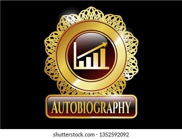  Shiny emblem with growth chart icon and Autobiography text inside