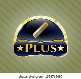  Shiny emblem with hair comb icon and Plus text inside