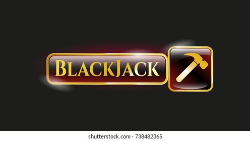  Shiny emblem with hammer icon and BlackJack text inside