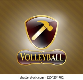  Shiny emblem with hammer icon and Volleyball text inside