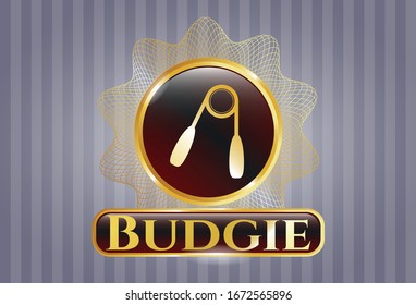  Símbolo brillante con el icono de la empuñadura y el texto de Budgie dentro
