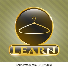  Shiny emblem with hanger icon and Learn text inside