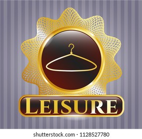  Shiny emblem with hanger icon and Leisure text inside