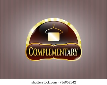  Shiny emblem with hanger with towel icon and Complementary text inside