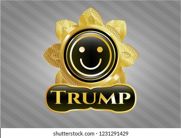  Shiny emblem with happy face icon and Trump text inside