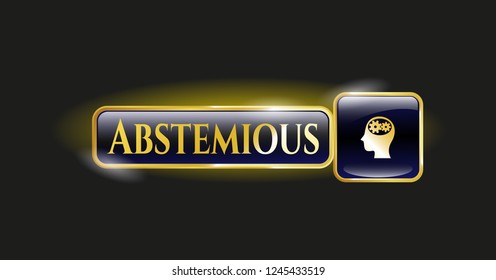  Shiny emblem with head with gears inside icon and Abstemious text inside