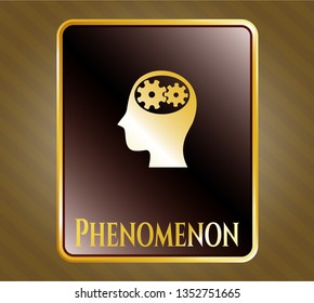  Shiny emblem with head with gears inside icon and Phenomenon text inside