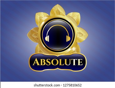  Shiny emblem with headphones icon and Absolute text inside