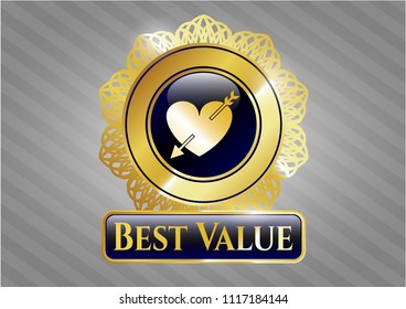  Shiny emblem with heart with arrow icon and Best Value text inside