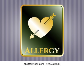  Shiny emblem with heart with arrow icon and Allergy text inside