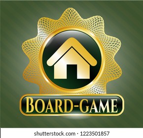  Shiny emblem with home icon and Board-game text inside