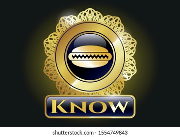  Shiny emblem with hot dog icon and Know text inside
