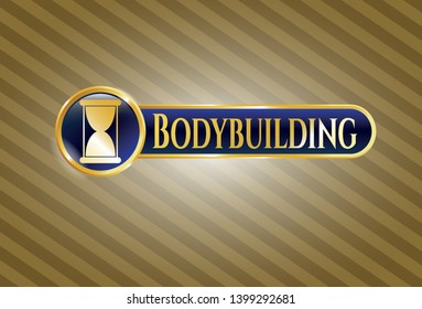  Shiny emblem with hourglass icon and Bodybuilding text inside