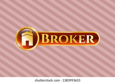  Shiny emblem with house icon and Broker text inside