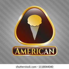  Shiny emblem with ice cream icon and American text inside