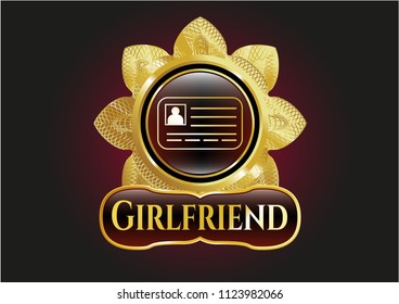  Shiny emblem with identification card icon and Girlfriend text inside