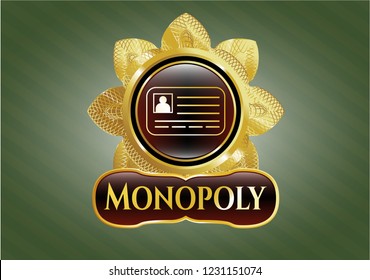  Shiny emblem with identification card icon and Monopoly text inside