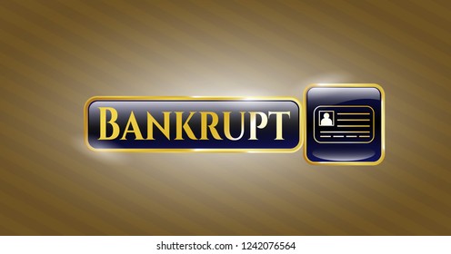  Shiny emblem with identification card icon and Bankrupt text inside