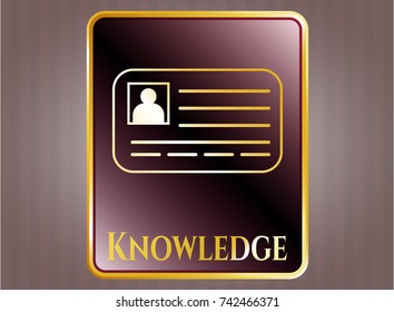  Shiny emblem with identification card icon and Knowledge text inside