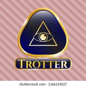  Shiny emblem with illuminati pyramid icon and Trotter text inside
