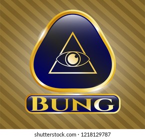  Shiny emblem with illuminati pyramid icon and Bung text inside