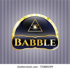  Shiny emblem with illuminati pyramid icon and Babble text inside