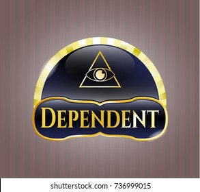  Shiny emblem with illuminati pyramid icon and Dependent text inside