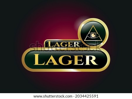 Shiny emblem with illuminati pyramid icon and Lager text inside