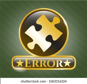  Shiny emblem with jigsaw puzzle piece icon and Error text inside