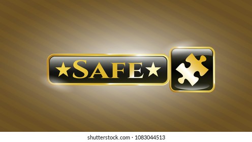   Shiny emblem with jigsaw puzzle piece icon and Safe text inside