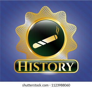  Shiny emblem with joint, cigarette icon and History text inside