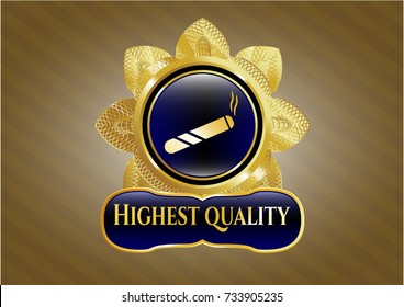  Shiny emblem with joint, cigarette icon and Highest Quality text inside