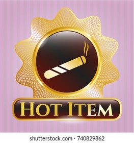  Shiny emblem with joint, cigarette icon and Hot Item text inside