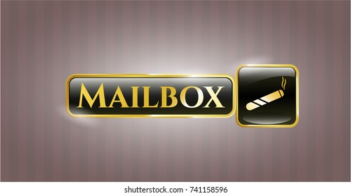  Shiny emblem with joint, cigarette icon and Mailbox text inside