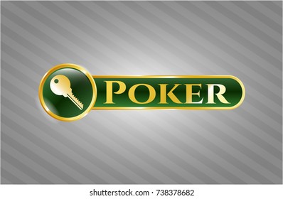  Shiny emblem with key icon and Poker text inside