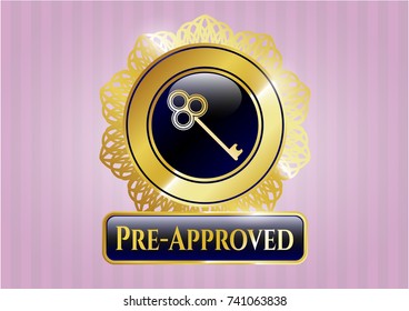  Shiny emblem with key icon and Pre-Approved text inside