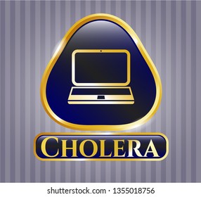  Shiny emblem with laptop icon and Cholera text inside