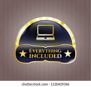  Shiny emblem with laptop icon and Everything included text inside