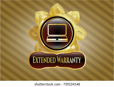  Shiny emblem with laptop icon and Extended Warranty text inside