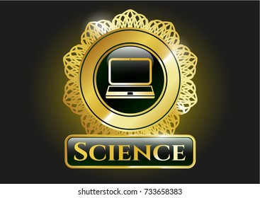  Shiny emblem with laptop icon and Science text inside