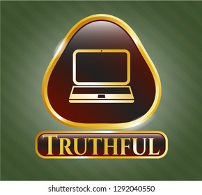  Shiny emblem with laptop icon and Truthful text inside