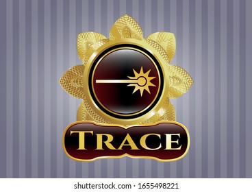  Shiny emblem with laser icon and Trace text inside